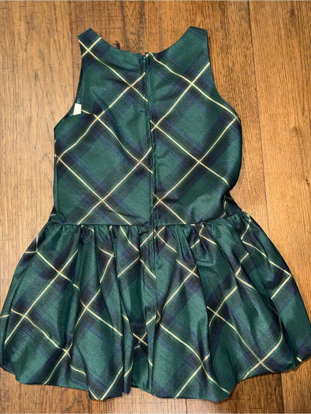 Gymboree Green and Navy Plaid Holiday Dress with Velvet Bow